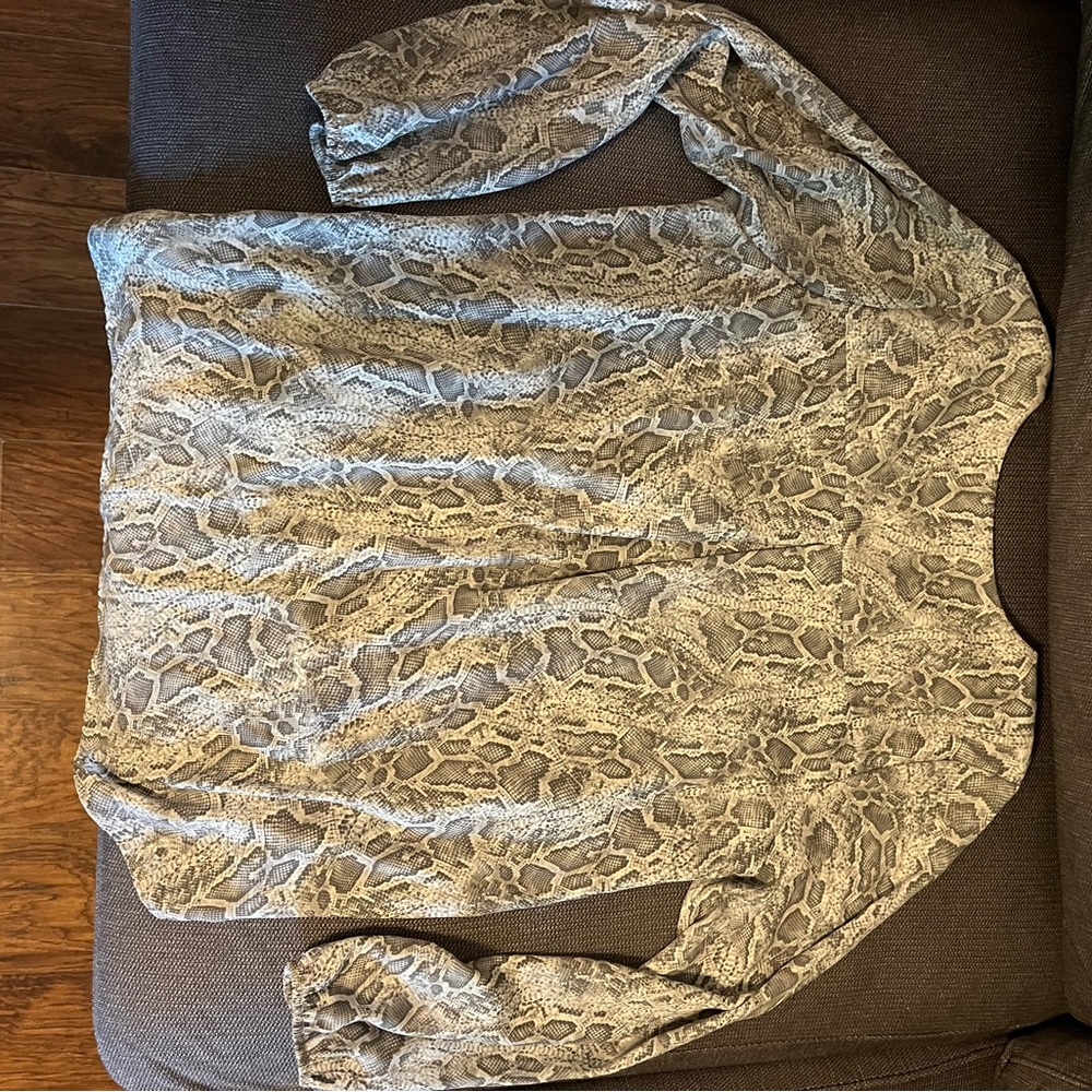 West Kei Cream and Brown Ruffled Blouse